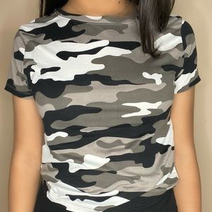 Black & White Camo Top
